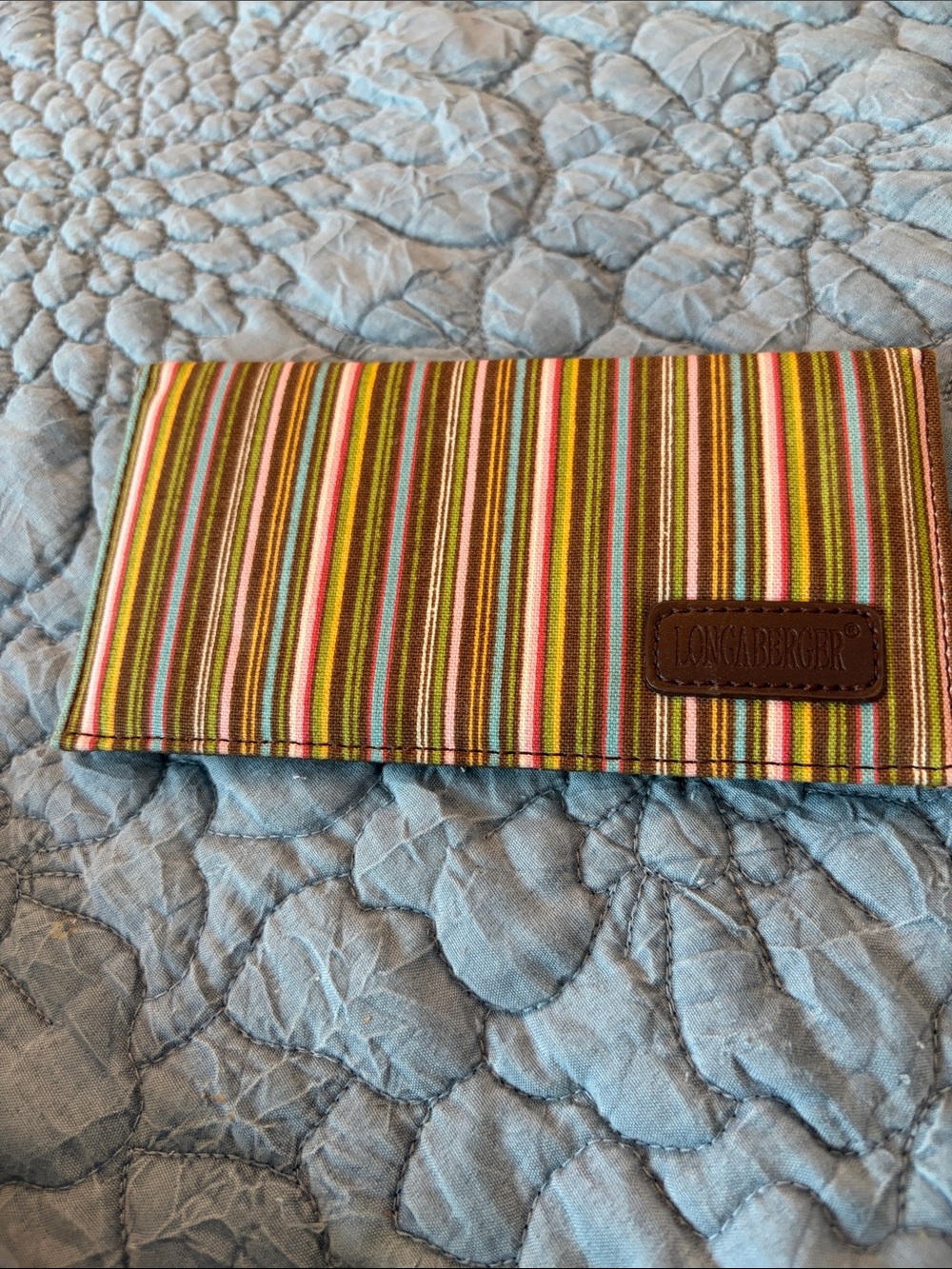 Vintage Longaberger Striped Clutch Wallet in Pink, Lime, Brown and Orange